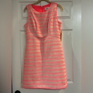 NWT Eliza J Alina Tweed Striped Pink and Cream Dress 6